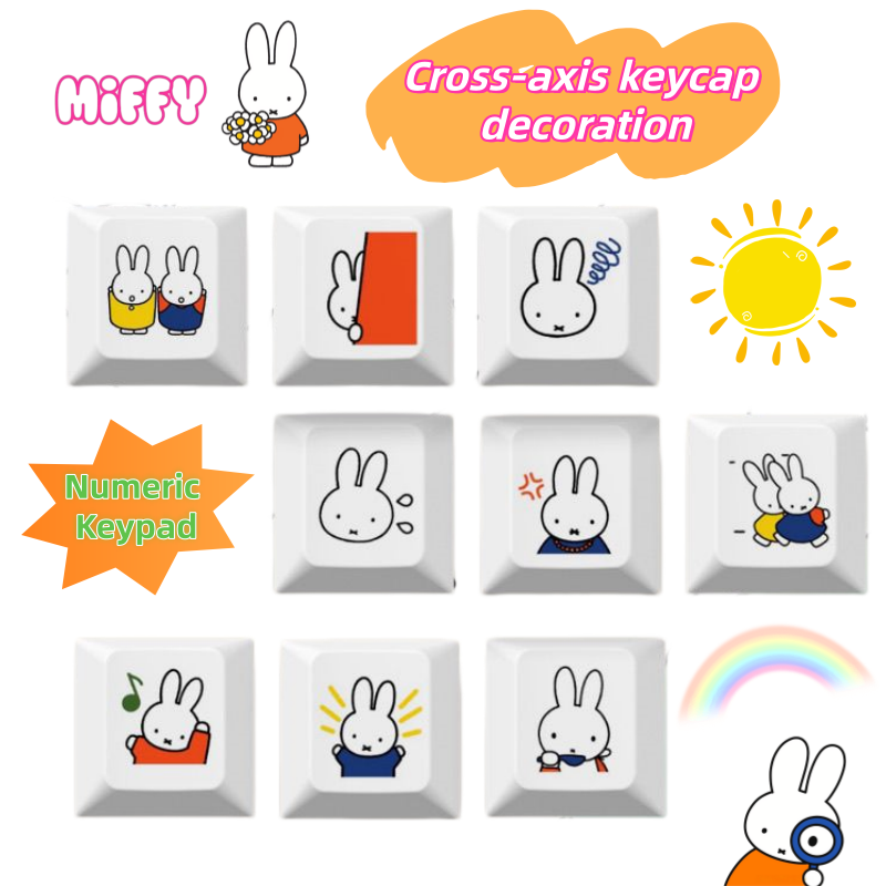 Custom Keycaps - Keycap kelinci Miffy baru, kartun lucu,