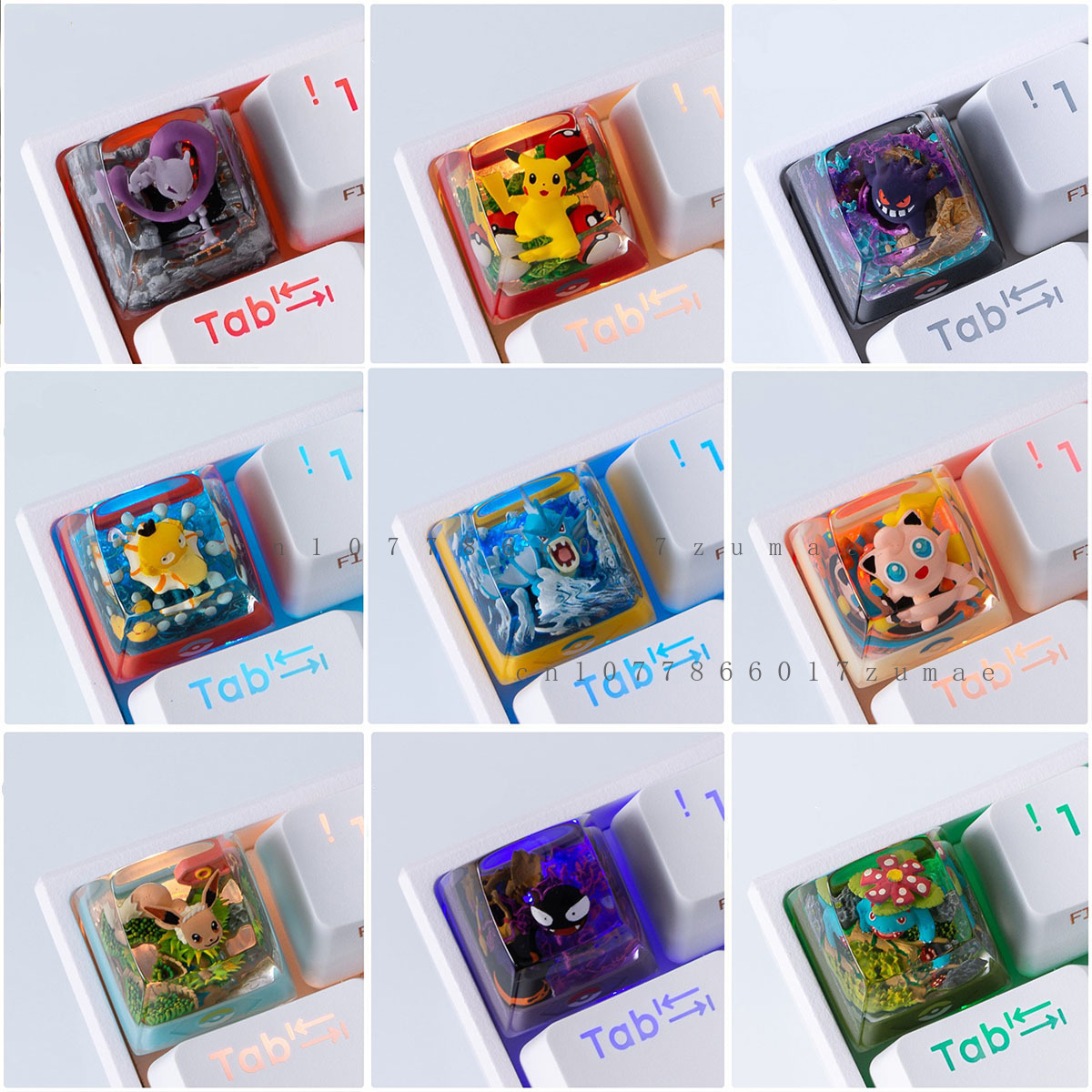 Custom Keycaps - Keycap Anime Pokemon Gengar Pikachu Clefairy
