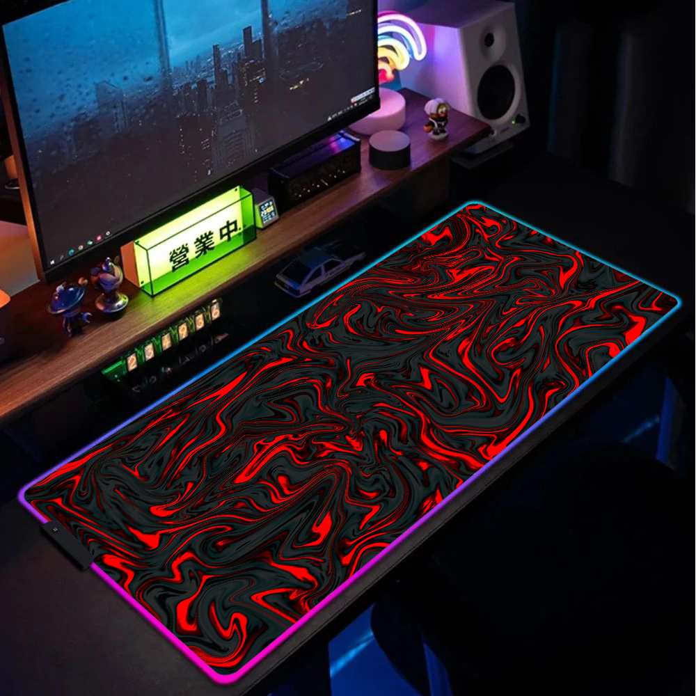 Mousepad RGB Mouse Pad Merah d - Pc Gaming Liquid ulasan dan harga