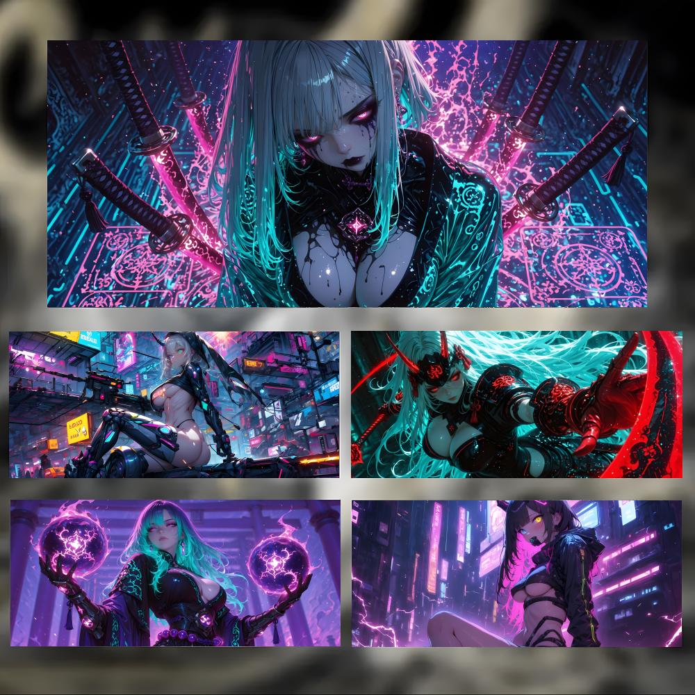 Karya seni cyberpunk Alas Mous - Pc Gaming Girl ulasan dan harga
